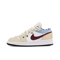 Custom Air Jordan 1 Beige White Dark Red Low