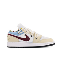 Custom Air Jordan 1 Beige White Dark Red Low