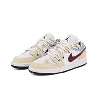 Custom Air Jordan 1 Beige White Dark Red Low