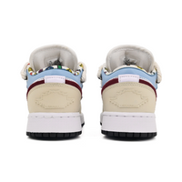 Custom Air Jordan 1 Beige White Dark Red Low