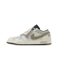 Custom Air Jordan 1 Grey Green Snake Scales Low