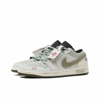 Custom Air Jordan 1 Grey Green Snake Scales Low