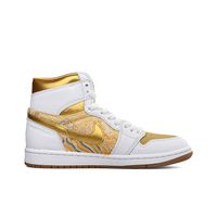 Custom Air Jordan 1 Gold White Snake Theme High