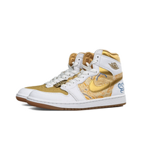Custom Air Jordan 1 Gold White Snake Theme High