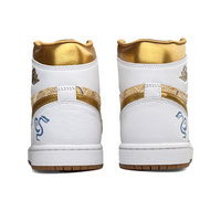 Custom Air Jordan 1 Gold White Snake Theme High