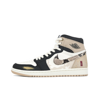 Custom Air Jordan 1 Black Light Brown Snake Scales High