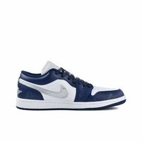 Custom Air Jordan 1 Blue White Sliver Snake Scales Swoosh Low
