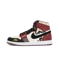 Custom Air Jordan 1 Red Black Gold Ink Splash Snake Theme High