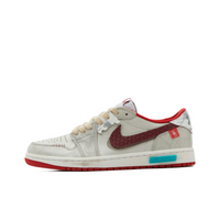 Custom Air Jordan 1 Grey Red Snake Scales Low