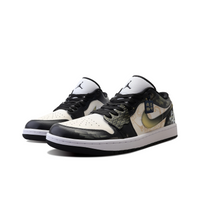 Custom Air Jordan 1 Black Gold Graffiti Low