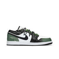 Custom Air Jordan 1 Green Black Light Grey Pattern Low