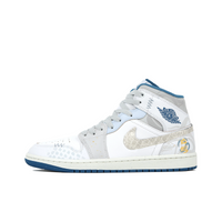 Custom Air Jordan 1 Light Grey And Blue Snake Scales