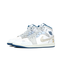 Custom Air Jordan 1 Light Grey And Blue Snake Scales
