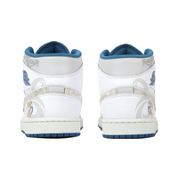 Custom Air Jordan 1 Light Grey And Blue Snake Scales