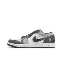 Custom Air Jordan 1 Grey Black Snake Scales Low