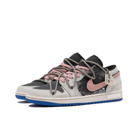 Custom Air Jordan 1 Grey Black Pink Snake Scales Swoosh Low