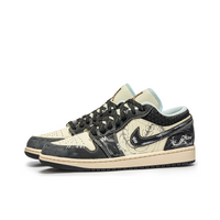 Custom Air Jordan 1 Beige Dark Grey Snake Bone Low