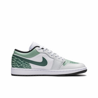 Custom Air Jordan 1 Light Grey Light And Dark Green Snake Scales