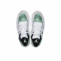 Custom Air Jordan 1 Light Grey Light And Dark Green Snake Scales