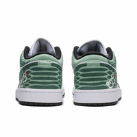 Custom Air Jordan 1 Light Grey Light And Dark Green Snake Scales