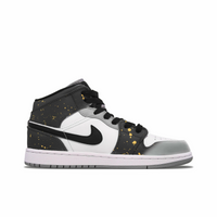 Custom Air Jordan 1 Black Grey Snake Theme Gold Ink Splash