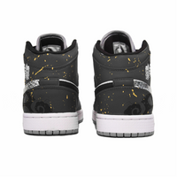 Custom Air Jordan 1 Black Grey Snake Theme Gold Ink Splash