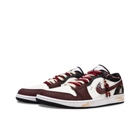 Custom Air Jordan 1 Black Dark Red Snake Scales Low