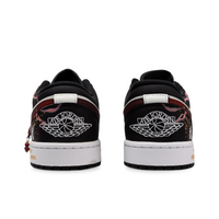 Custom Air Jordan 1 Black Dark Red Snake Scales Low