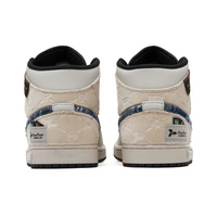 Custom Air Jordan 1 Beige Blue Snowflake Print