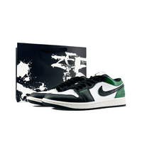 Custom Air Jordan 1 Black White Green Low