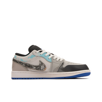 Custom Air Jordan 1 Grey Black Milky Brown Blue Graffiti