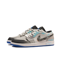 Custom Air Jordan 1 Grey Black Milky Brown Blue Graffiti