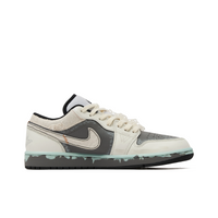 Custom Air Jordan 1 Dark Grey Off White Cyan Low