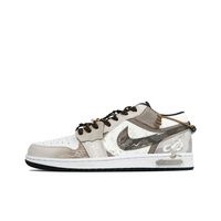 Custom Air Jordan 1 White Milky Brown Snake Theme Low