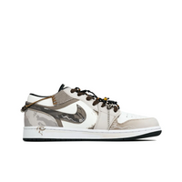 Custom Air Jordan 1 White Milky Brown Snake Theme Low
