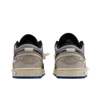 Custom Air Jordan 1 Blue Grey Cotton Linen Low