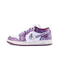 Custom Air Jordan 1 Purple Sliver White Graffiti Low