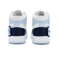Custom Air Jordan 1 Light And Dark Blue Yellow Jelly Strips Swoosh