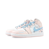 Custom Air Jordan 1 Pink Blue Kitten Fishing Cartoon