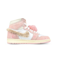 Custom Air Jordan 1 Pink Plush Bear With Paw Prints