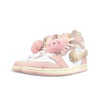 Custom Air Jordan 1 Pink Plush Bear With Paw Prints