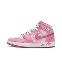 Custom Air Jordan 1 Pink White Love Heart