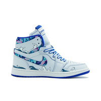 Custom Air Jordan 1 Blue White Ocean Waves Colorful Swoosh