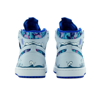 Custom Air Jordan 1 Blue White Ocean Waves Colorful Swoosh