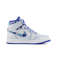 Custom Air Jordan 1 Blue White Dull Pink Fonts Graffiti