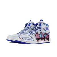 Custom Air Jordan 1 Blue White Dull Pink Fonts Graffiti