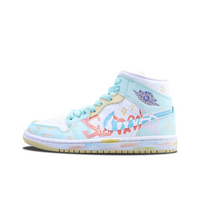 Custom Air Jordan 1 Cyan-blue Pink Blue Yellow Graffiti