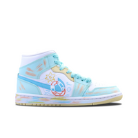 Custom Air Jordan 1 Cyan-blue Pink Blue Yellow Graffiti