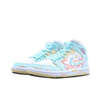 Custom Air Jordan 1 Cyan-blue Pink Blue Yellow Graffiti