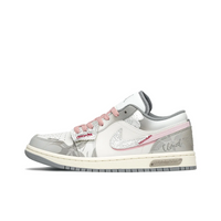Custom Air Jordan 1 Grey White Sliver Pink Low